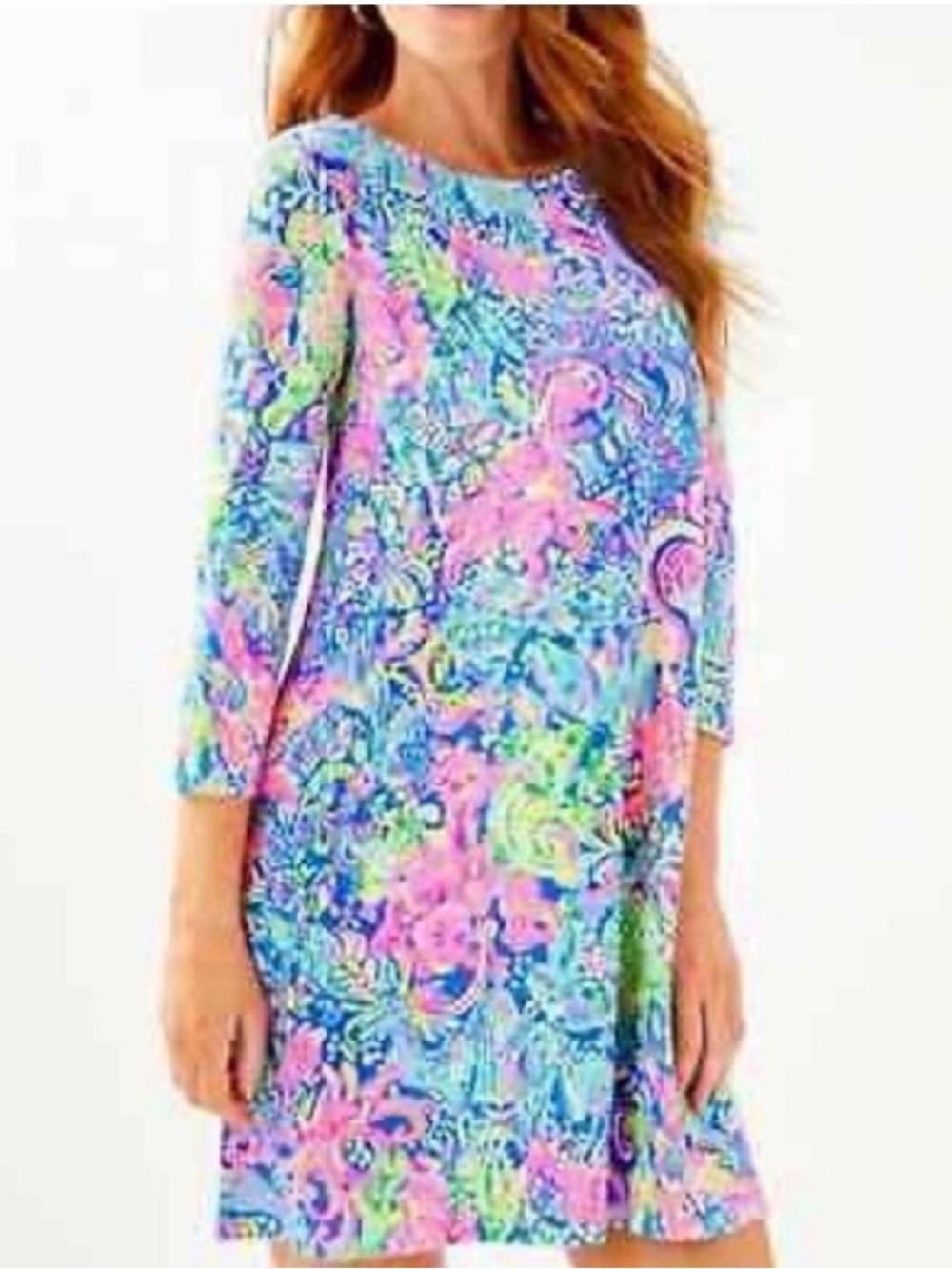 LILLY PULITZER Ophelia Swing Dress Pop Up 60 Animals Print Pink Blue Mini XXS XS